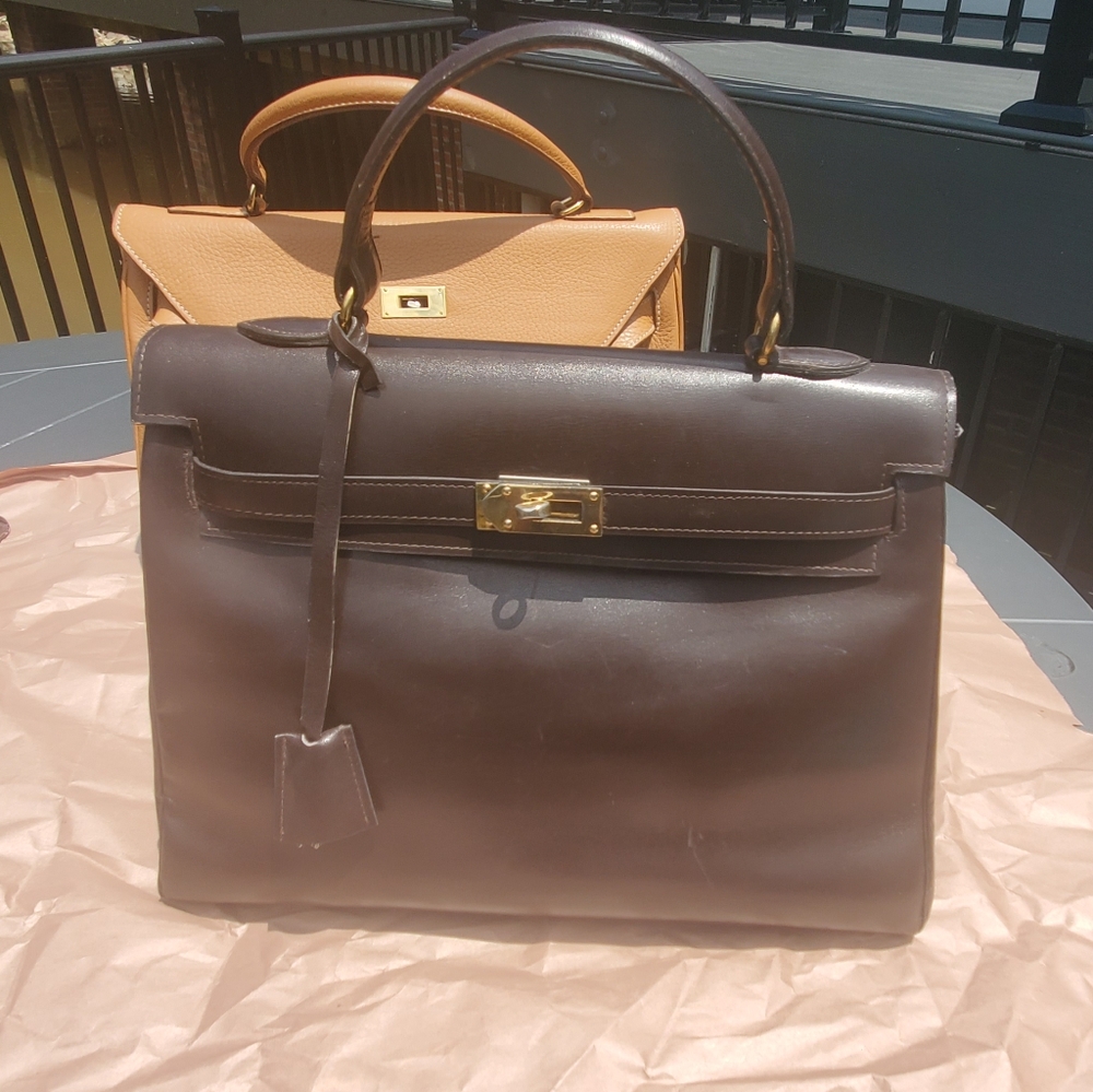 🦄 Vintage Made in Italy Boxcalf 32 Retourne Style Top Handle Lock Bag - Picture 12 of 16